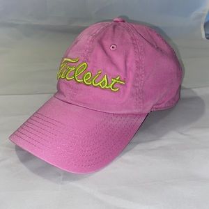 Titleist Cap - Bright Pink color Raised lime green lettering embroidery